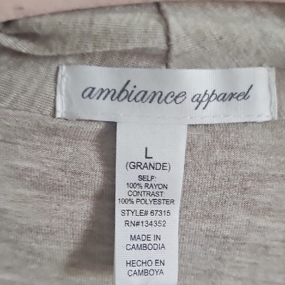 Ambiance Open-Front Draped Cardigan in Light Taupe - Picture 2 of 9